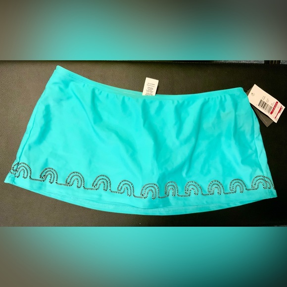 Kenneth Cole Reaction Women’s Swimsuit Separate Skirted Bikini Bottom Aqua Siz M - Picture 4 of 4